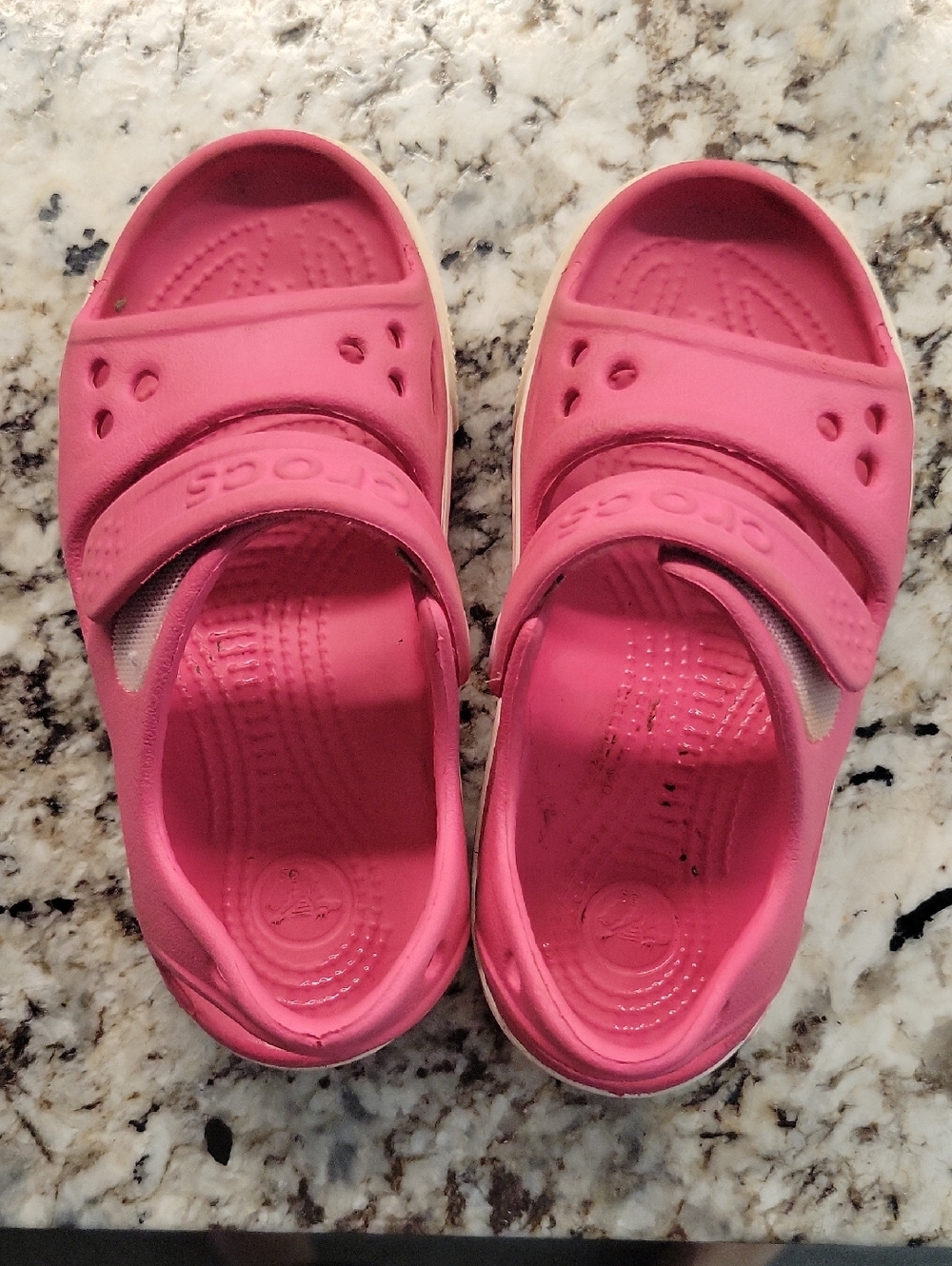 CROCS Kids Hot Pink Adjustable Strap Clog Sandals